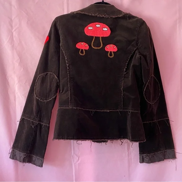 1970 Johnny Was Vintage Joystick Embroidered Brown Corduroy Blazer Jacket Large - Picture 2 of 13